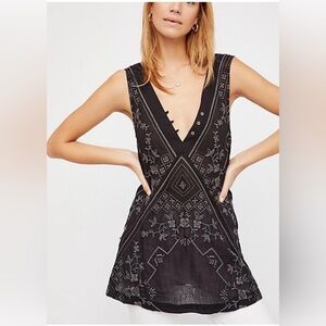 Free People Sweetest Shifty Slip Embroidered Mini Dress M